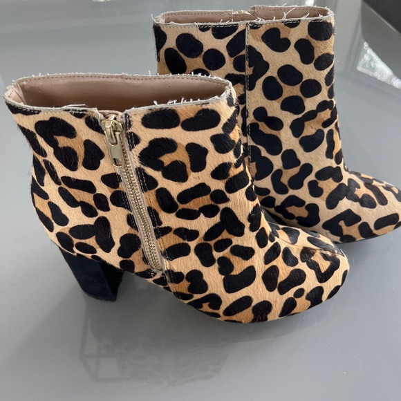 Ankle boots real fur calf hair léopard print - Picture 1 of 11